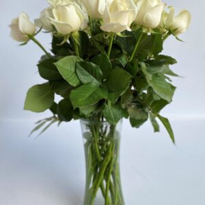 24 White Roses in a Vase