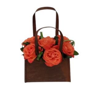 A bag of Roses - 7 Roses & Greenery in a Galvanised Bag