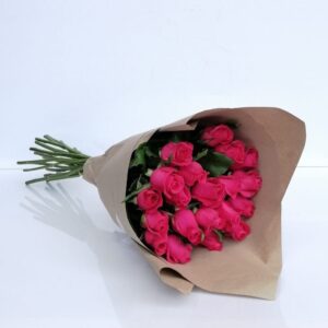24 Pink Cerise Roses in a Bunch