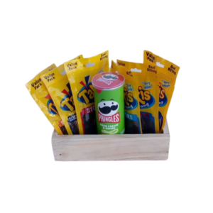 Daddy Biltong Bites - Variety of 6 Biltong & Pringles in a Wooden Box
