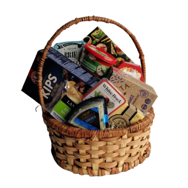 Cheese, Wine & Snack Hamper - Variety of cheeses, spreads, Crackers, a Bottle Graca & Robertson's red wine